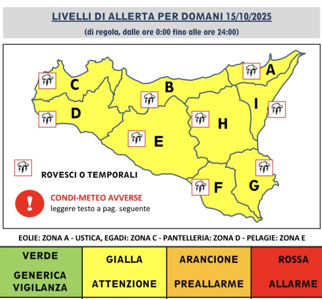 Meteo, allerta gialla (attenzione)