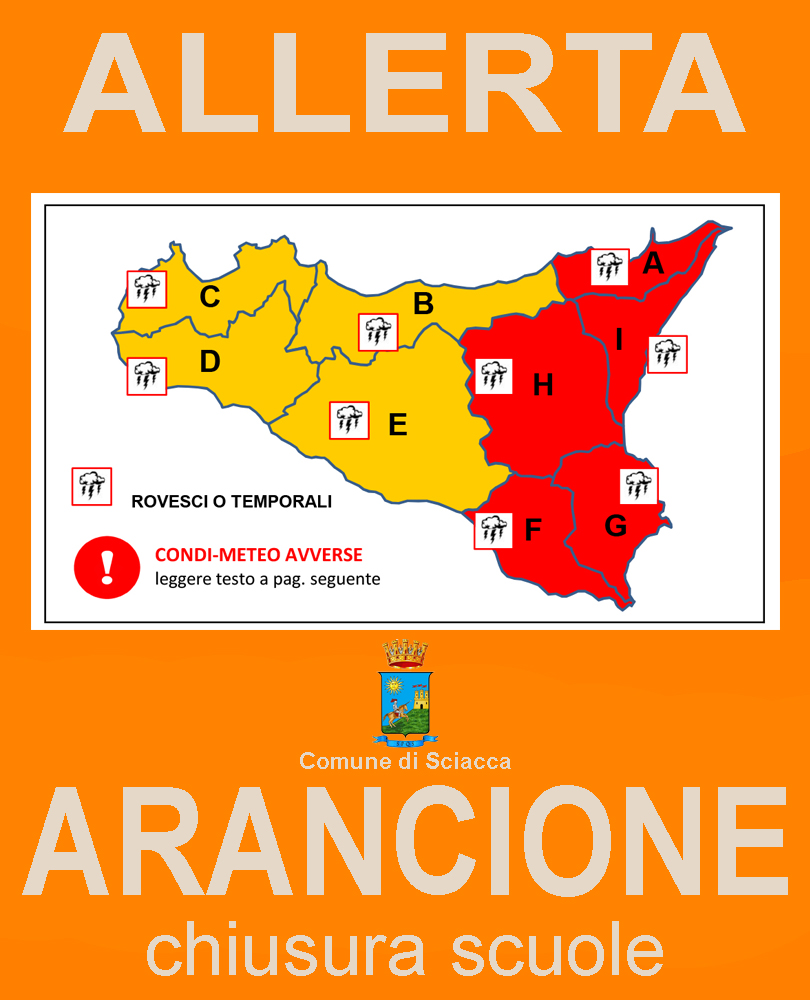 ALLERTA METEO ARANCIONE, avviso alla popolazione e ordinanza chiusura scuole per 20 gennaio 2026