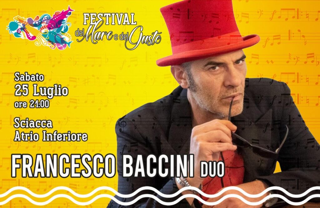 Festival del Mare e del Gusto 2026, concerto di Francesco Baccini a Sciacca