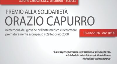 Premio alla Solidarietà “Orazio Capurro”, cerimonia di consegna il 5 giugno