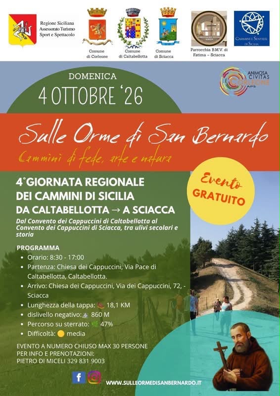 Cammino di San Bernardo, tappa inaugurale “Caltabellotta-Sciacca”